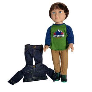 CitiToy 18" Boy Doll Adventure plus Extra Outfit 2015 Brown Hair Blue Eyes